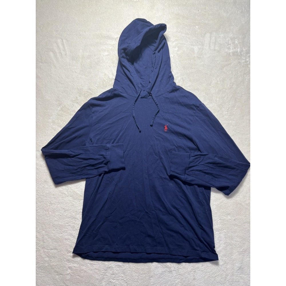 Polo Ralph Lauren Lightweight Hoodie Sweatshirt Long Sleeve Size Large Navy Blue
